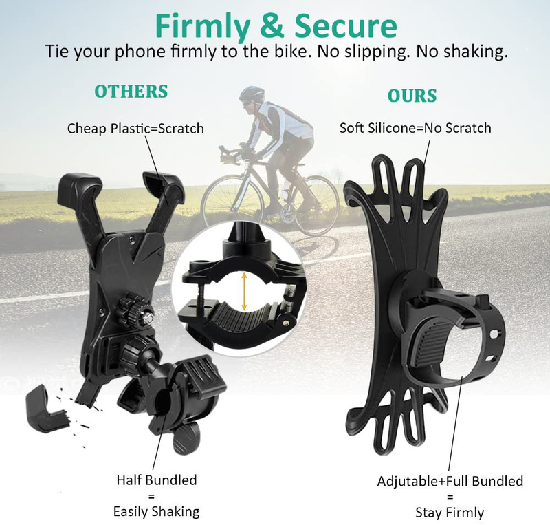 Bovon 360° Rotation Silicone Bicycle Phone Holder, Black