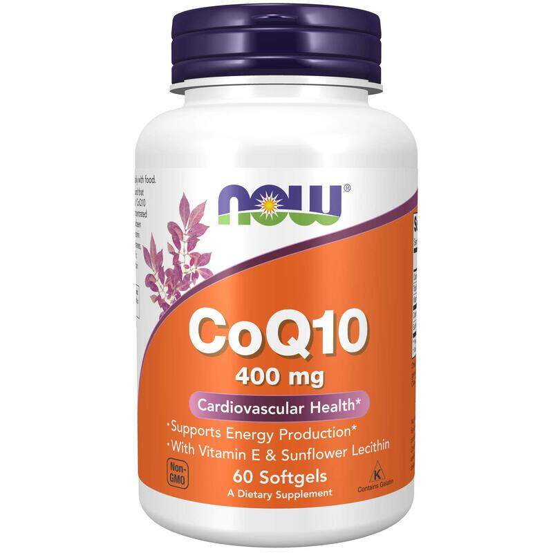 

NOW Supplements, CoQ10 400 mg, Pharmaceutical Grade, All-Trans Form produced by Fermentation, 60 Softgels