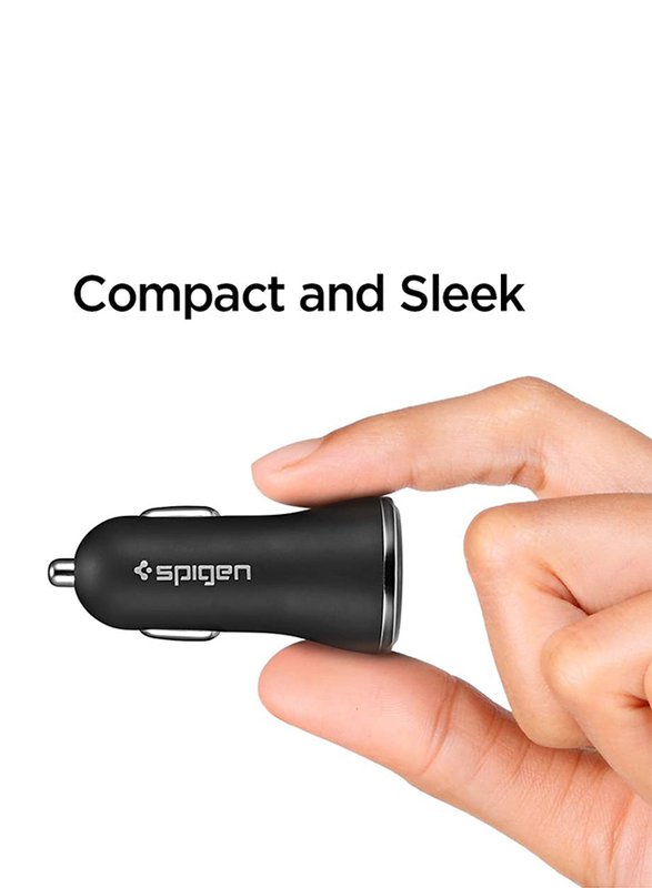 Spigen 3.0 USB Port Fast Car Charger, 30W, Black