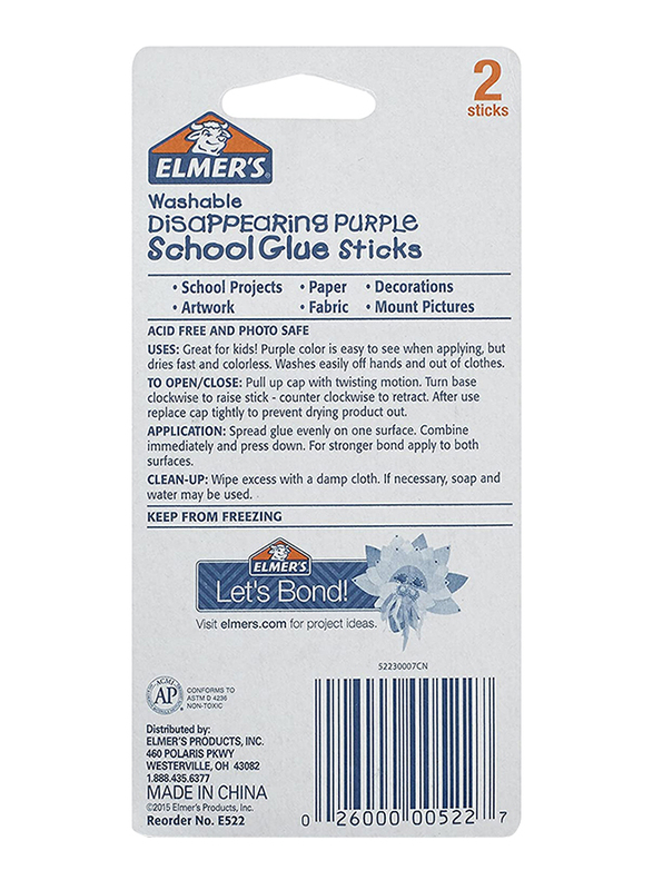 Elmer's 60-Piece Disappearing School Glue, Purple