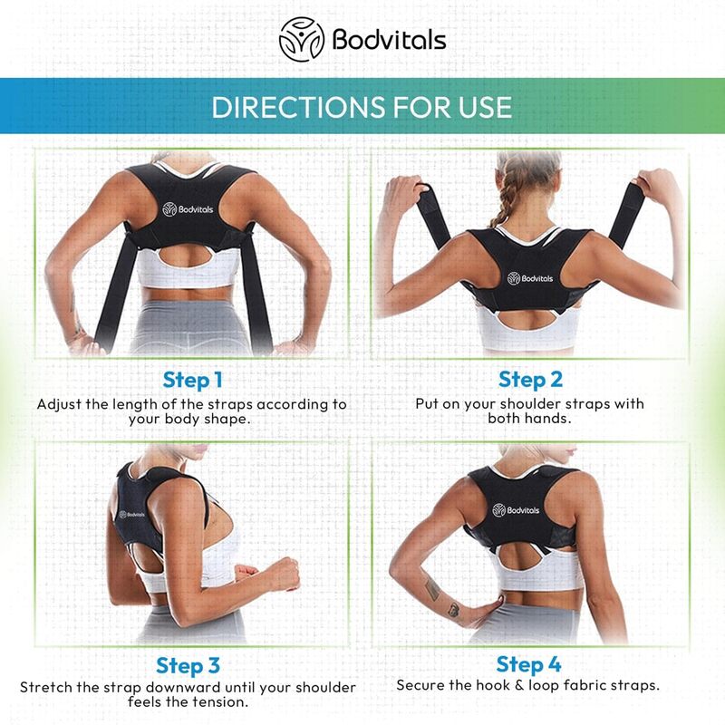 Posture Corrector for Women & Men, Upper Half Back Support Brace Fully Adjustable & Comfortable, Back Posture Support Neck, Shoulder Back, Providing Pain Relief from Back (Black, M) (Slightly Damage)