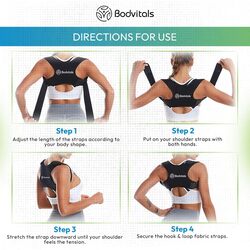 Posture Corrector for Women & Men, Upper Half Back Support Brace Fully Adjustable & Comfortable, Back Posture Support Neck, Shoulder Back, Providing Pain Relief from Back (Black, M) (Slightly Damage)