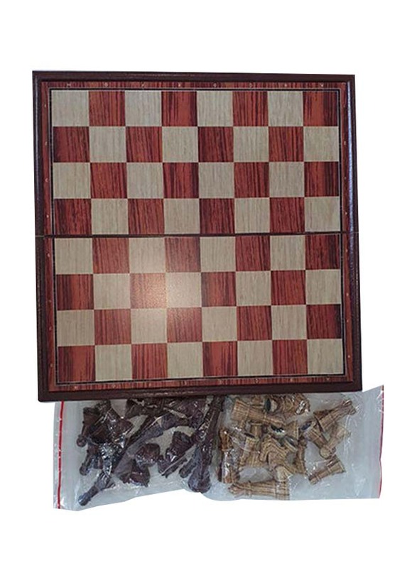 

Generic 33-Piece Portable Folding Wooden Antique & Luxury Chess Game, Multicolour