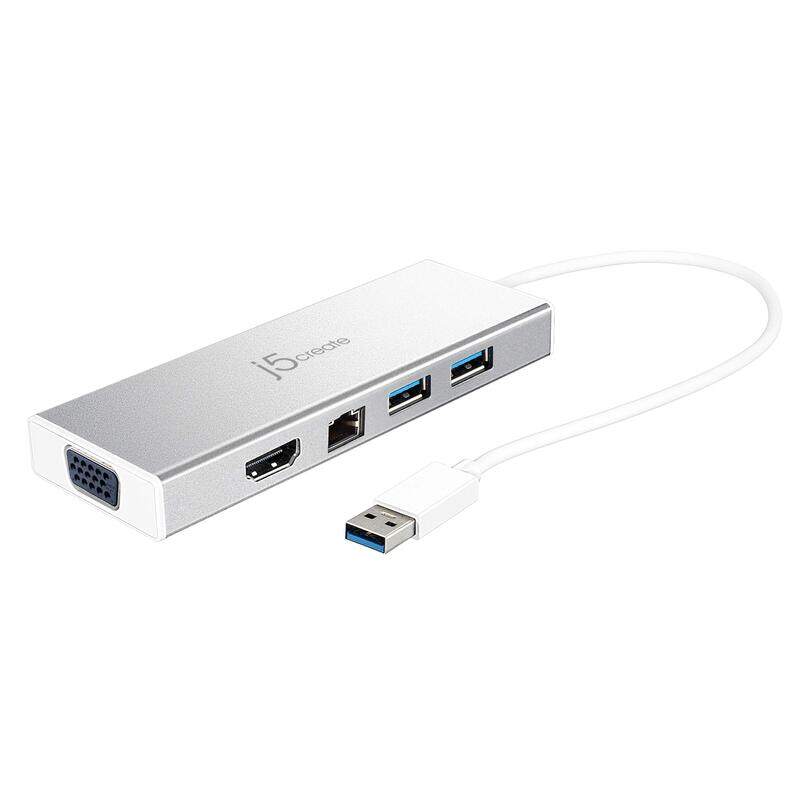 

j5create 5-in-1 USB 3.0 Hub (JUD380)Mini Dock USB 3.0 to HDMI & VGA Dual Display, RJ45 Gigabit Ethernet, 2xUSB-A 3.1 ports, High Speed Data Transfer A