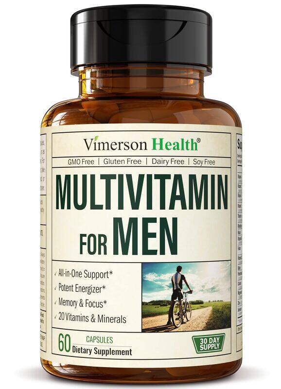 

Vimerson Health Multivitamin for Men - Daily Mens Multivitamins & Multiminerals Supplement for Energy, Focus and Performance. Mens Vitamins A, C, D, E & B12, Zinc, Ca