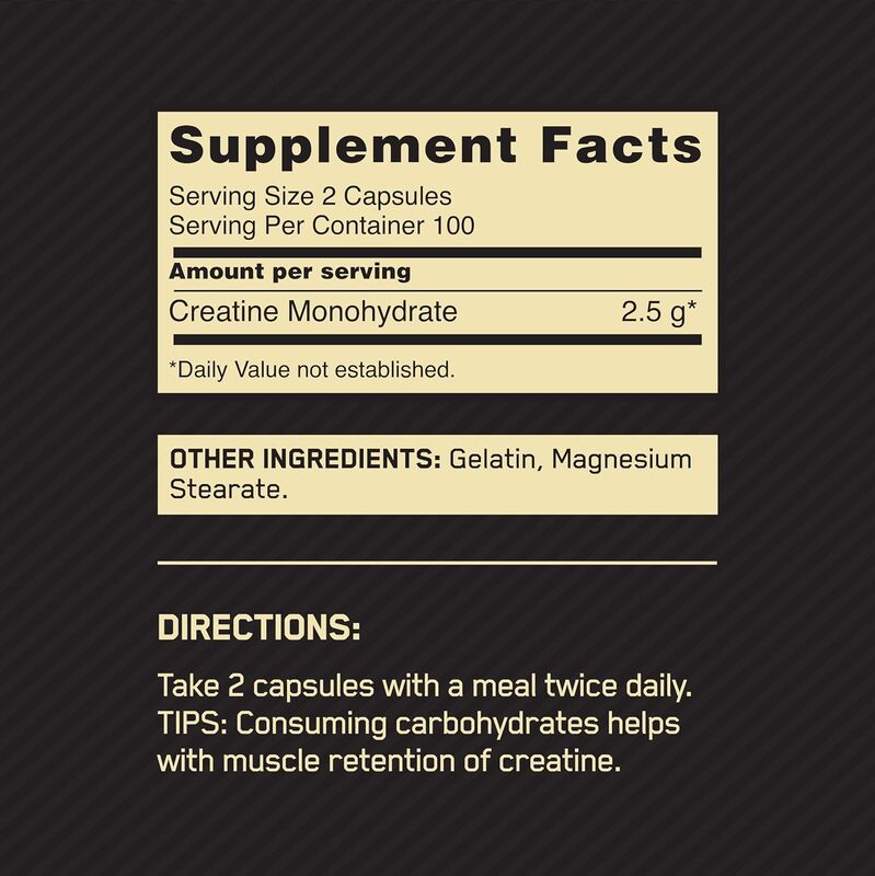 Optimum Nutrition, Creatine 2500 Caps, 2.5 g, 200 Capsules