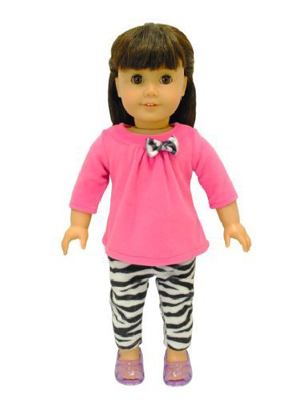 Pink Butterfly Closet Clothing Shirt and Zebra Print Leggings for American Doll, 2 Pieces, Ages 3+, Multicolour