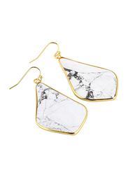 Tumbeelluwa Crystal Quartz Rhombus Shaped Gold Plated Stone Drop & Dangle Earrings for Women, Gold