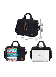 Veegul 15.6-inch Multifunctional Canvas Laptop Messenger Bag, Black