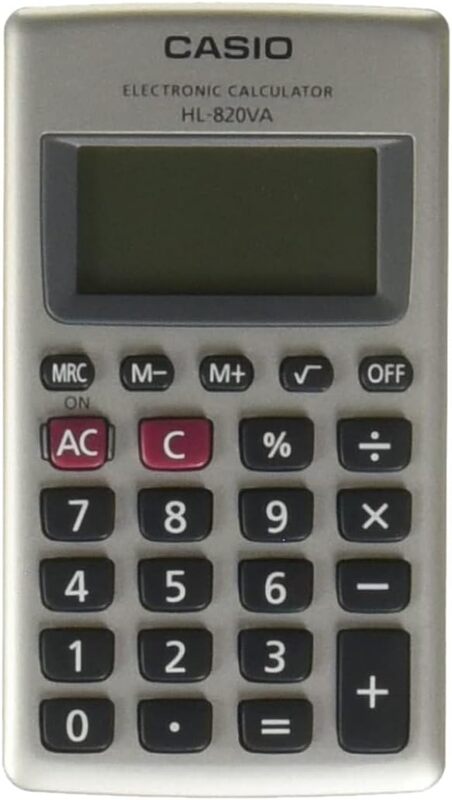 Casio HL-820VA-S-MH Portable Calculator, 8 Digits, Basic Operations