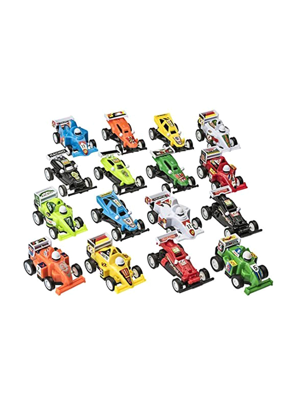 Prextex Pull Back Racing Cars for Kids, 16 Pieces, Ages 3+