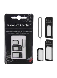 TheWorldMall 4-in-1 USB SIM Card Adapter Nano Micro Standard Converter Kit, Black