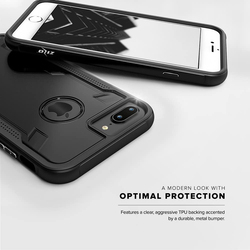 Zizo Apple iPhone 8 Plus Shock Series Mobile Phone Case Cover Military Grade Drop Tested with iPhone 7 Plus Tempered Glass Screen Protector, Black