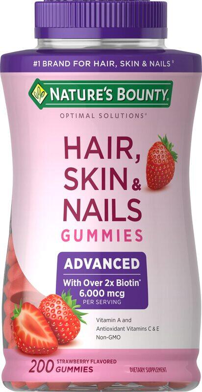 

Natures Bounty Nature's Bounty Optimal Solutions Advanced Hair, Skin, Nails, 2X Biotin, 200 Strawberry Gummies