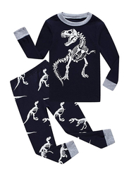 KikizYe Long Sleeve Dinosaur Cotton Sleepwear Pajamas for Boy, Size 3T, Black
