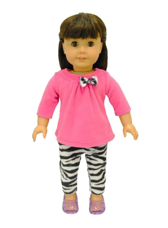 

Pink Butterfly Closet Clothing Shirt and Zebra Print Leggings for American Doll, 2 Pieces, Ages 3+, Multicolour