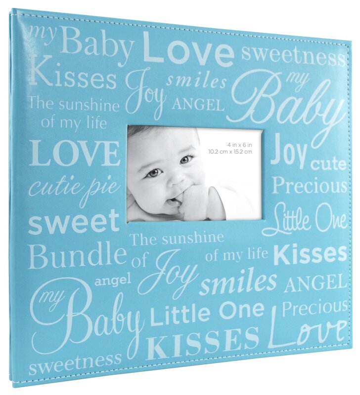 MCS Expandable 10-Page Baby Scrapbook Album with Photo Opening Cover and 12 x 12 Inch Pages, 13.5 x 12.5 Inch, Baby Blue Expressions