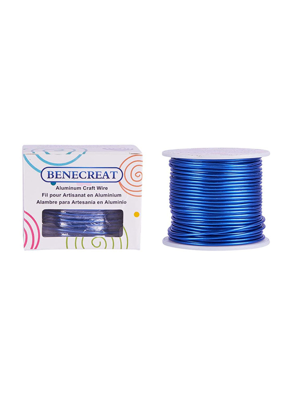 Benecreat  100 Feet 12 Gauge Jewellery Aluminium Craft Wire, 2mm, Blue