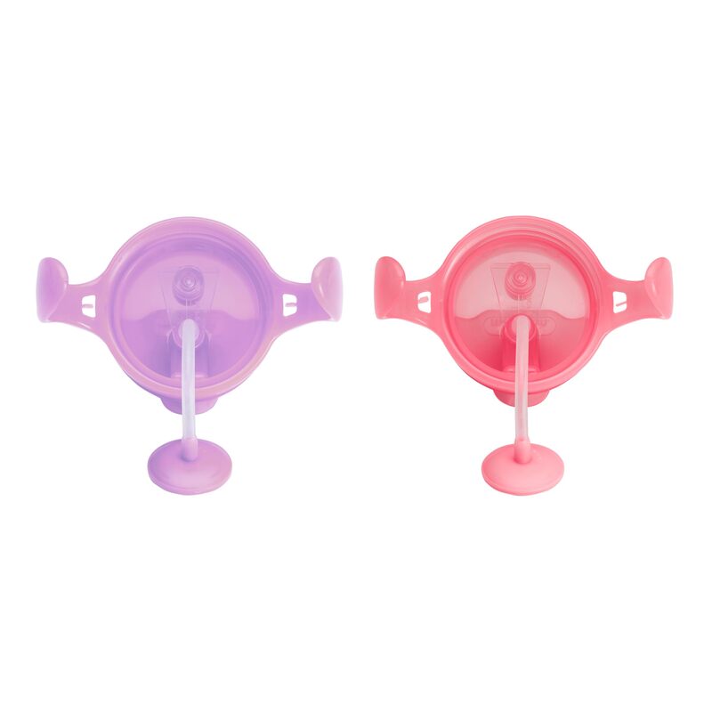 Munchkin Any Angle Weighted Straw Trainer Sippy Cup with Click Lock Spill Proof Lid 7 Ounce 2 Pack Pink/Purple