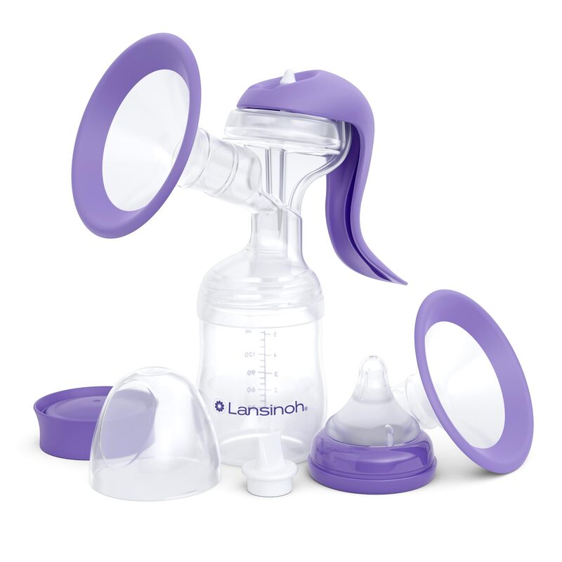 Lansinoh Manual Breast Pump Hand Pump with Comfortable Flange for Breastfeeding Essentials Includes Baby Bottle for Feeding 5oz (Used - Like New)