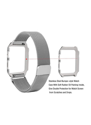 Milanese Stainless Steel Loop Strap with Case Cover for Apple Watch Series 1/2/3, Silver