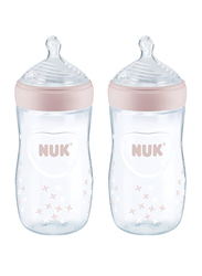 Nuk Simply Natural Baby Bottle, 9 oz, 2 Pieces, 14271, Clear/Peach