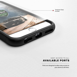 زيزو غطاء هاتف محمول من Apple iPhone 8 Plus يمتص الصدمات من الدرجة العسكرية تم اختباره مع واقي الشاشة الزجاجي iPhone 7 Plus، أسود