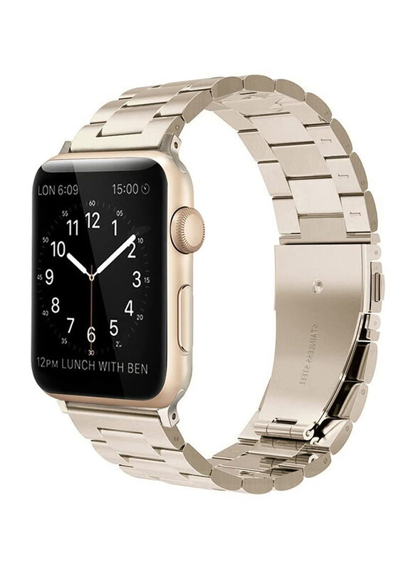 

Simpeak Stainless Steel Business Band for Apple Watch Series 6/SE/5/4/3/2/1 38mm/40mm, Champagne Gold