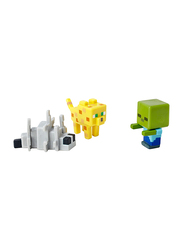 Mattel Series 2 Ocelot, Zombie and Silverfish Collectible Minecraft Figures, 3 Pieces, Ages 6+