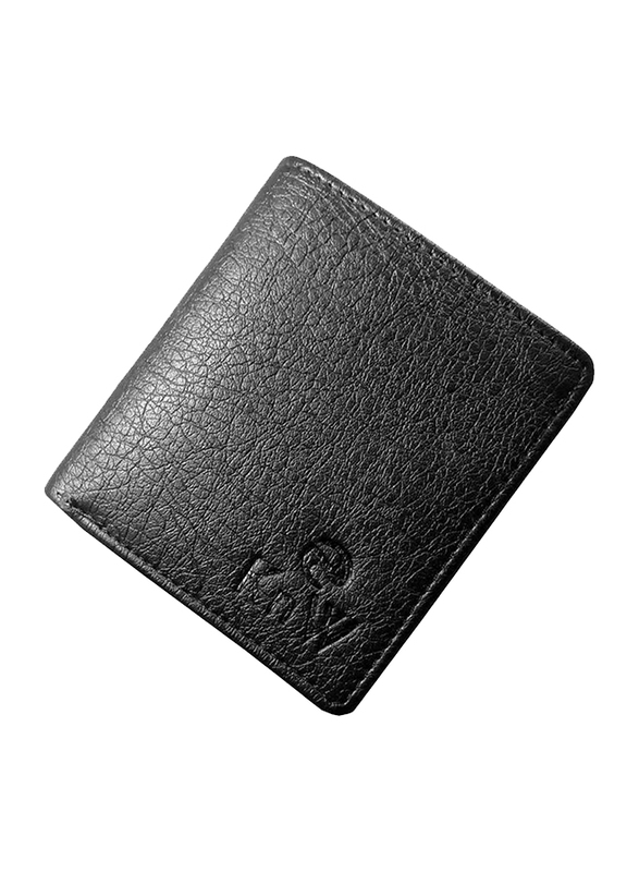 KnW Leather Bi-Fold Wallet for Men, Black