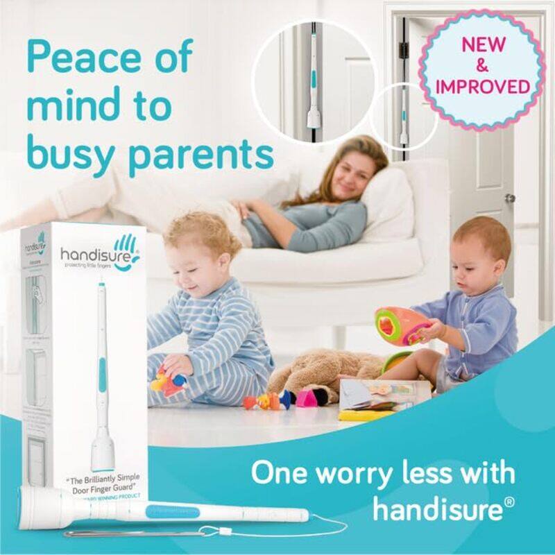 Handisure 2in1 Pack Child Door Safety Door Pinch Guard. Automatic Hinge & Lock Side Safety Reliable Multiple Awards & Unique Baby Door Stopper. Easy to Install Finger Guard for Door