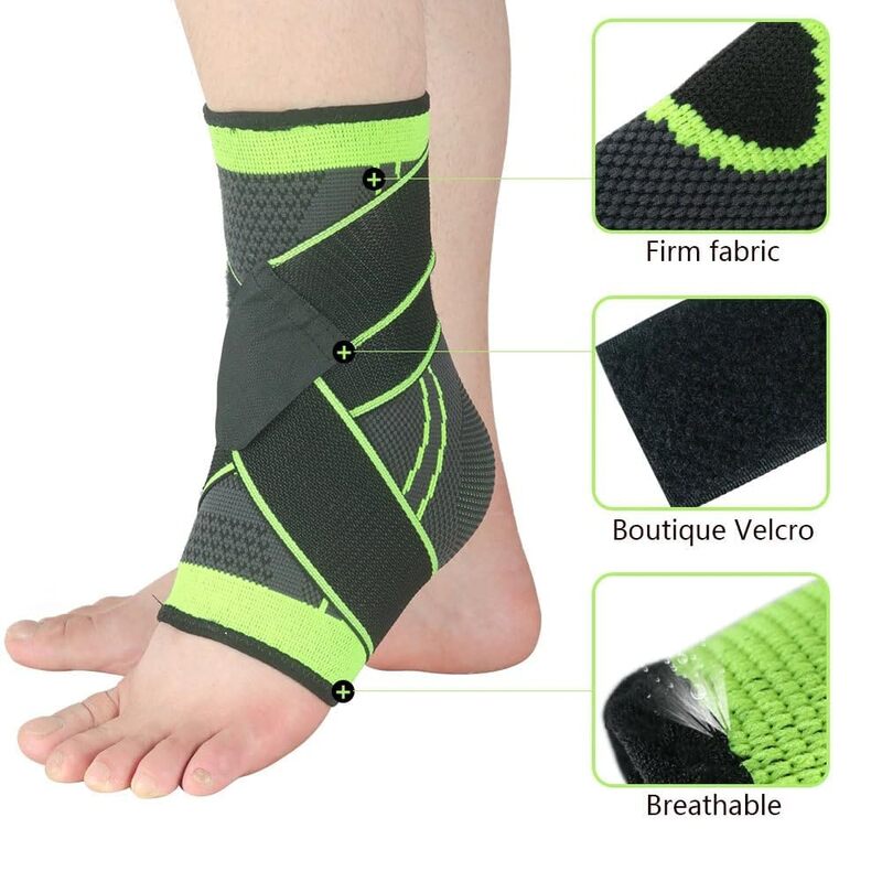 Ankle Brace for Women & Men, Adjustable Wrap Sprained Ankle Support, Compression Sleeve, Pair, Heel Brace Support for Pain, Injury Recovery, Eases Swelling, Extra Large-Box Damage, Product New