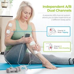 AUVON Dual Channel TENS Unit Muscle Stimulator Machine with 20 Modes, 2 Inch and 2 Inch x 4 Inch TENS Unit Electrode Pads (Slightly Damage)