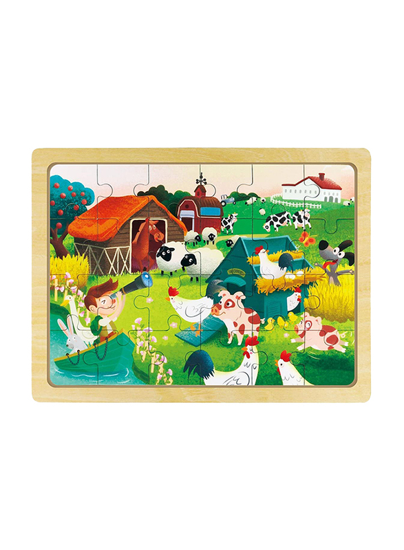 Robotime 24-Piece Wooden Happy Ranch Jigsaw Puzzle