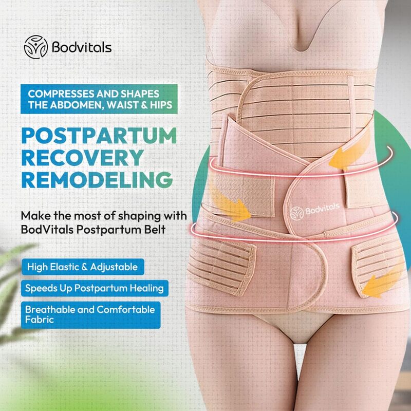 BODVITALS 3 In 1 Postpartum Girdle, Beige, Size M(Slightly Damage)