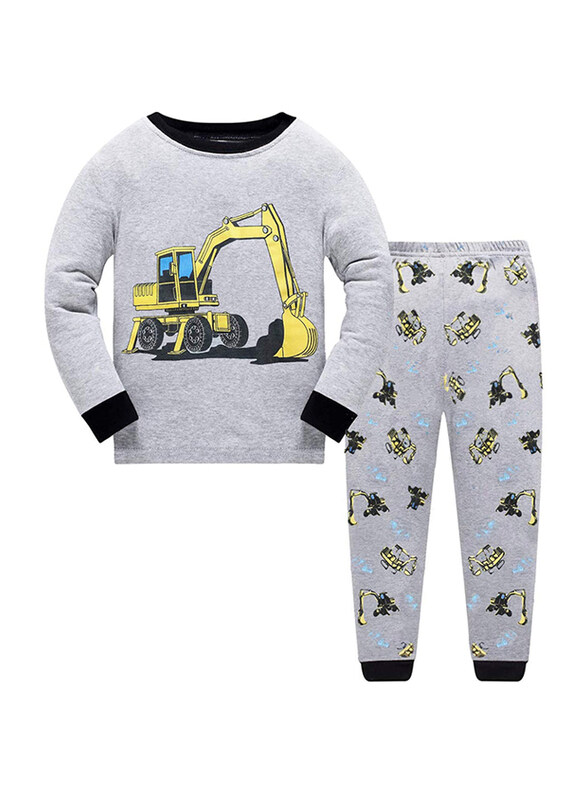 Little Hand Monster Truck Cotton Sleepwear for Boy, 4-5 Years, Grey