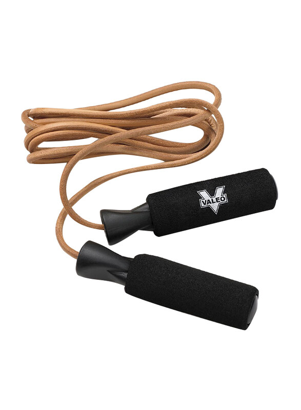 

Valeo Adjustable Leather Jump Rope with Molded Handles, 9.5 Foot, Brown/Black