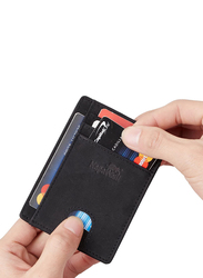 NapaWalli Leather Slim Minimalist Front Pocket U RFID Blocking Wallet for Men, Georgia Black