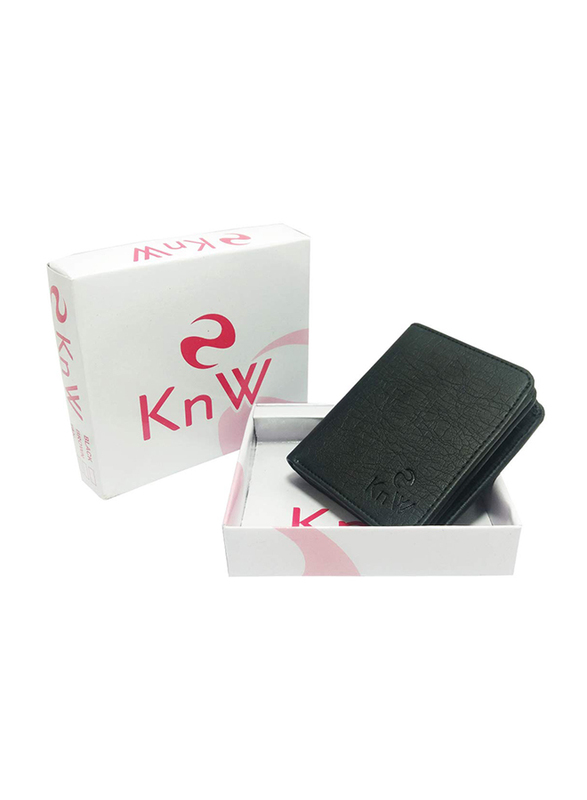 KnW Leather Bi-Fold Wallet for Men, Black