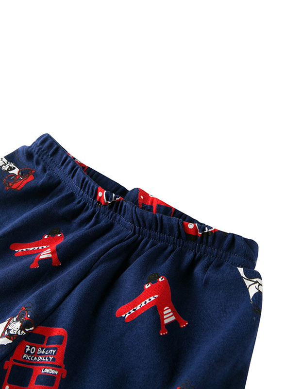 Wergo 6 Happy Bus Dinosaur Cotton Sleepwear Pajamas Sets for Boy, 2-7 Years, Navy Blue/Red