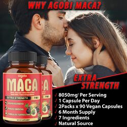 2 Packs 90 Capsules 6 Months - 8050mg Maca Root Supplement - 7in1 with Ashwagandha Root, Ginseng Root, Tribulus Terrestris & More - Reproductive Health, Strength & Immune Support