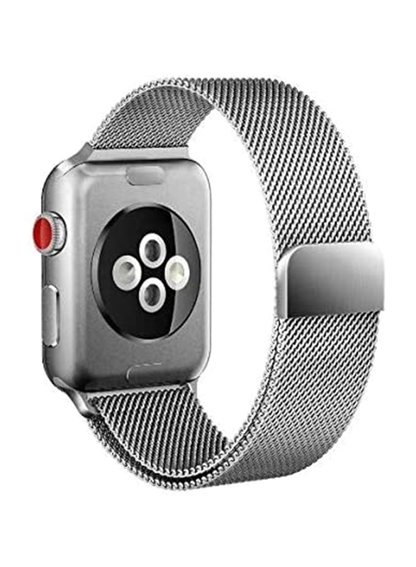 Milanese Stainless Steel Loop Strap with Case Cover for Apple Watch Series 1/2/3, Silver