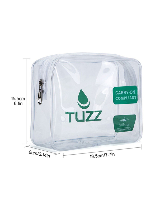 Tuzz Travel Toiletry Quart Bag with Zipper, Clear