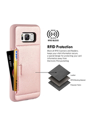 ZVE Samsung Galaxy S8 Leather Card Holder Slot Pocket Slim Protective Mobile Phone Case Cover, Rose Gold