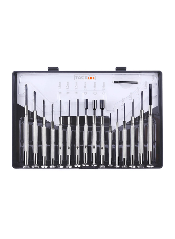 Tacklife 16-Piece Precision Screwdriver Set, Silver