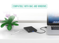نيكتيك 3.1 جراب حاوية القرص الصلب الخارجي HDD مع واجهة USB من النوع C لـ 9.5 مم و 7 مم HDD / SSD، أسود