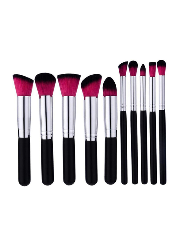 10-Piece Challyhope Makeup Brush Set, Silver/Black