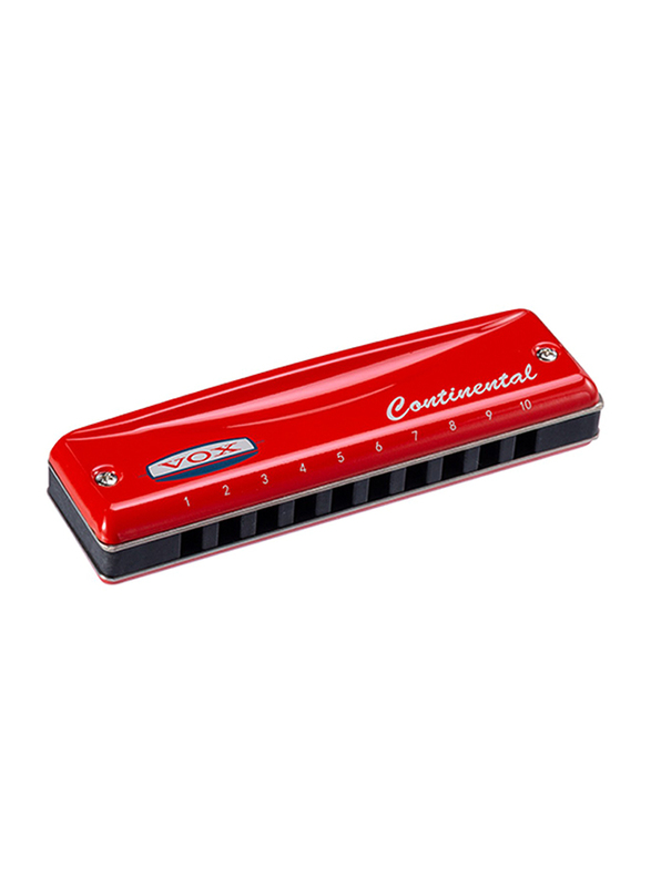 Vox VCH2 Continental Type-2 10 Hole Diatonic Harmonica, Red