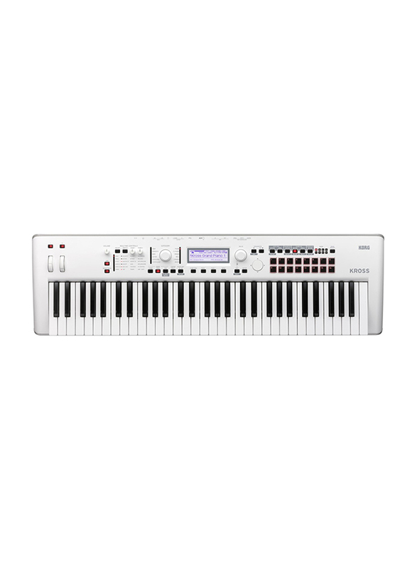 Korg Kross 2 Limited Edition Synthesizer Workstation Keyboard, 61 Keys, Grey/White