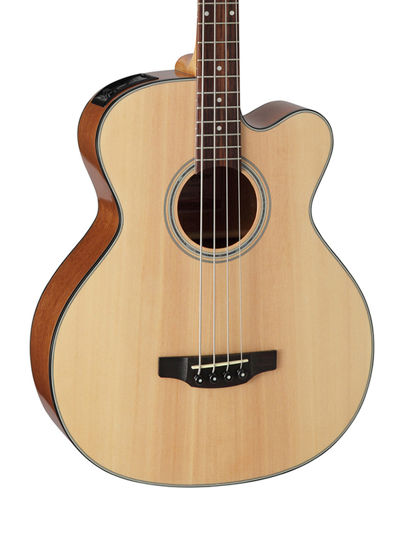 Takamine GB30CE-NAT Semi Acoustic Bass Guitar, Laurel Fingerboard, Natural Beige